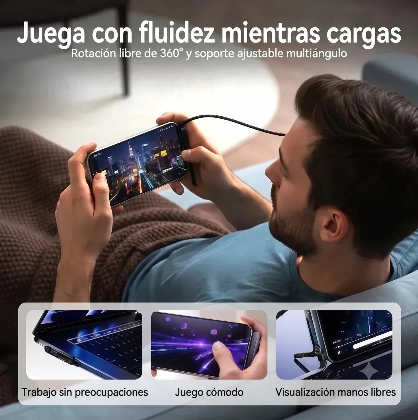 CargaFlex 2 en 1: Carga y Soporte